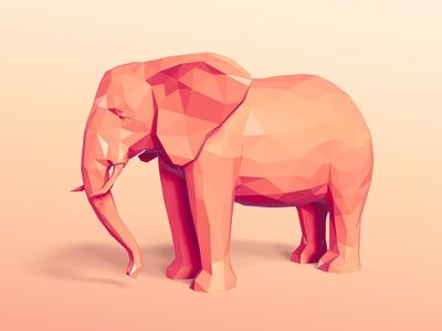 Polygonal Elephant Statue