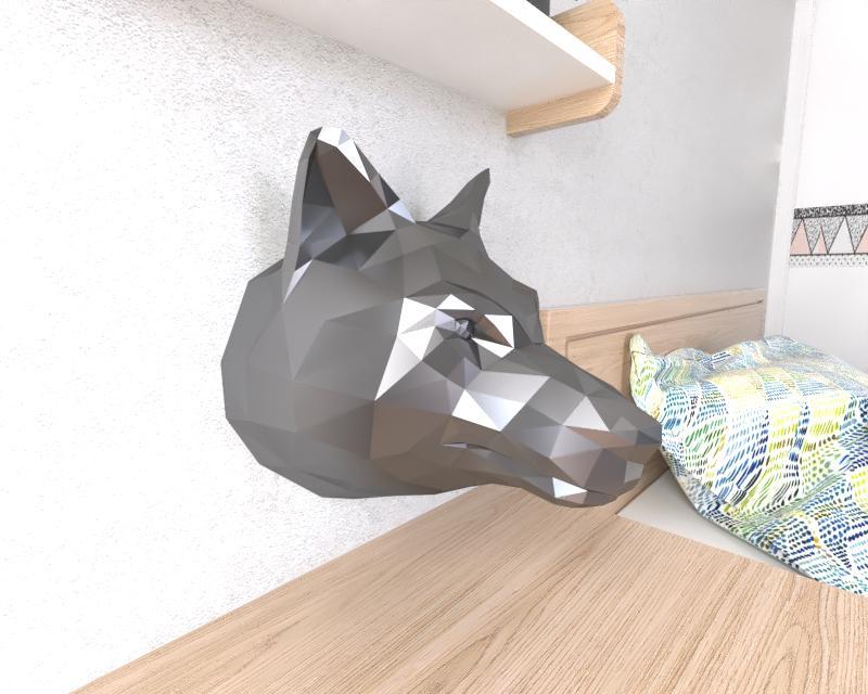 Wolf head Wall Lowpoly