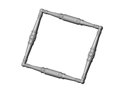 Rectangular lotus bead frame relief 3D print model