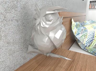 owl on branch Wall LowPoly (Wall 2)