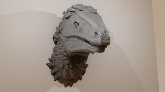 velociraptor dinosaur head wall mount