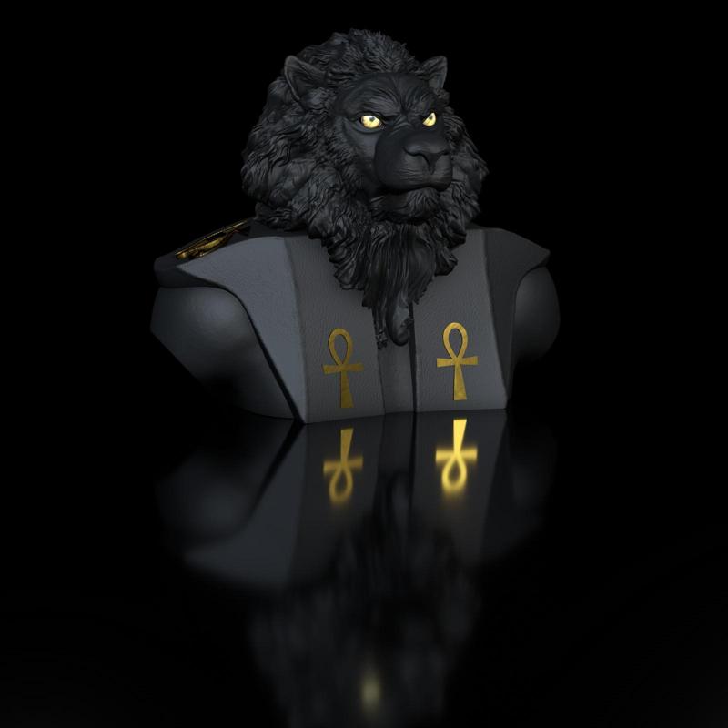 Mahes-God -Lion-Bust- STL-print-Model- High-Polygon