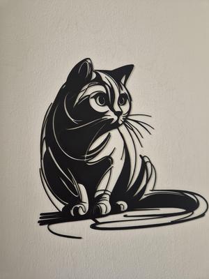 Long-Tailed Cat - Elegant Line Art