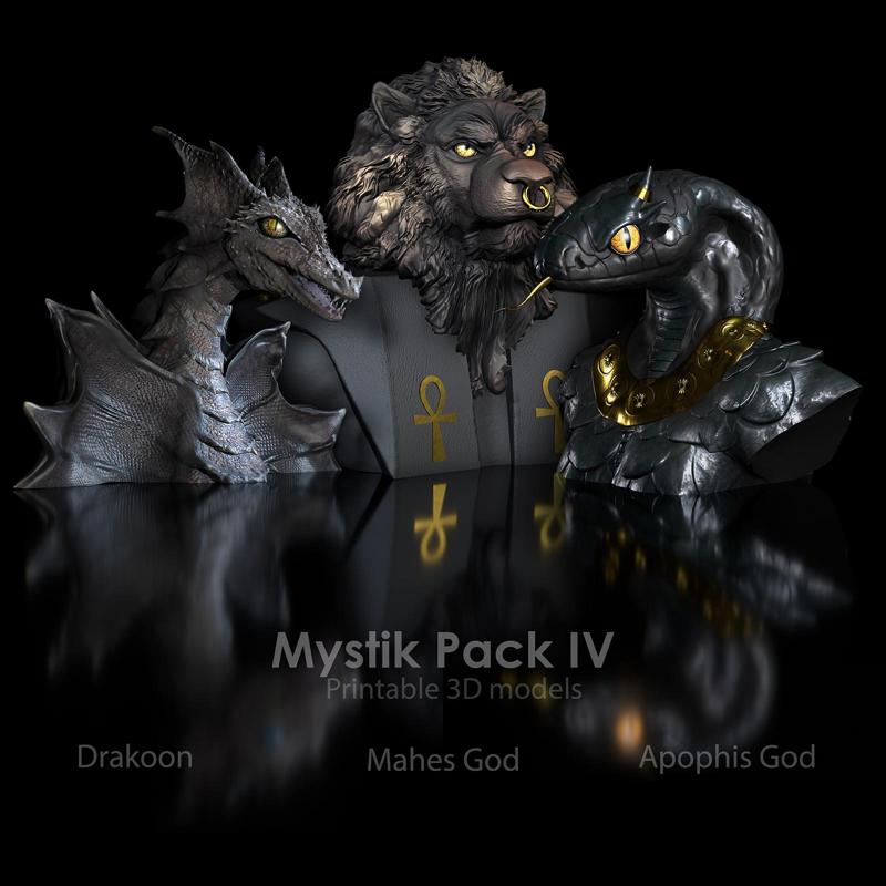 Mystik- 3-pack IV-Draagon-Bust -Mahes and Apophis- as Bust-STL 3D Print