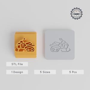 Snowmobile Stamp Tile Set, 5 Motif Sizes 20-40mm, Perfect for Clay, Cookies, & Fondant PRODUCT_5448
