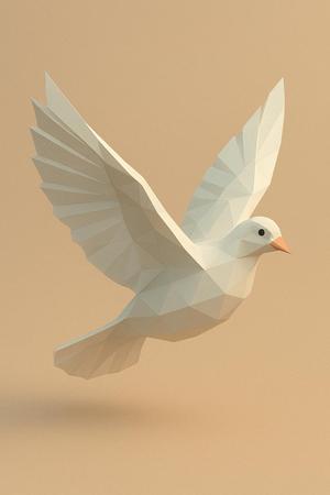 Low poly dove in flight