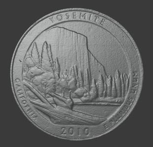 US, National Park Quarter, Yosemite, Reverse Side, 3D Scan