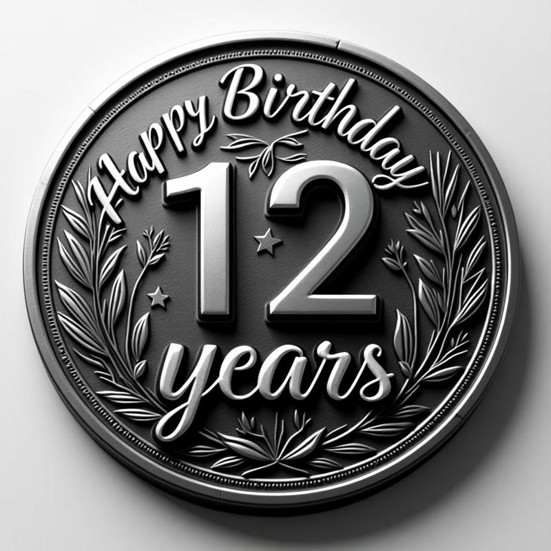 happy 12th birthday 12 years coin token wall art