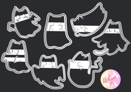 Ghost Kitten Cutter Set-Halloween