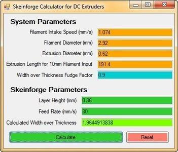 Skeinforge Width over Thickness Calculator