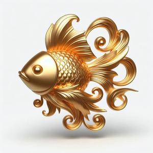 Golden Fish Sculpture: 3D Printable Decorative Design