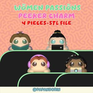 women passions cute Peeker Charm (hippers) stl set for smartphone, tablet and kindle 4 pieces