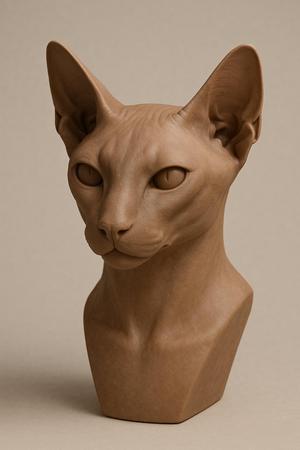 Sphynx Cat Bust STL – Hairless Feline 3D Print Model