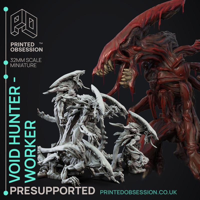 Void Hunter - Worker - Creatures from Behind the Veil - PRESUPPORTED - Illustrated and Stats - 32mm scale