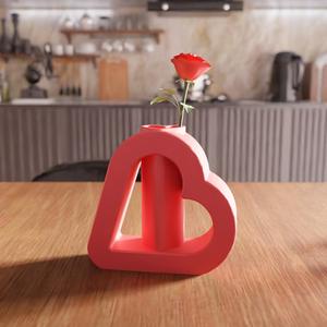 3D Heart Shape Vase STL File - 057