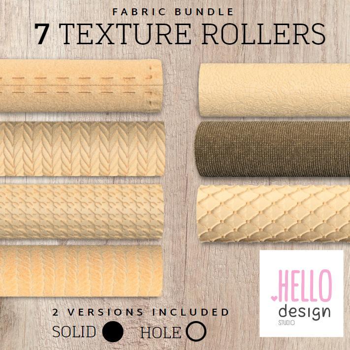 Bundle 7 Fabric  Texture Roller for Polymer Clay