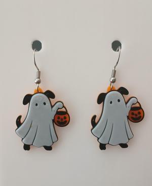 Dog with Pumpkin Pail – Halloween Earring & Keychain STL (No AMS Needed, 3-Color)