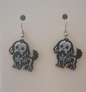 Skeleton Shih Tzu Earrings & Keychain | No AMS Needed | Halloween Cute Creepy 3D Print STL