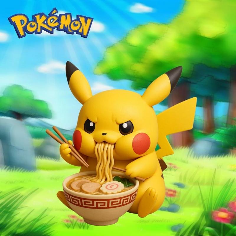 Chibi Pikachu Eating Ramen - Cute Pokémon 3D Print Figure