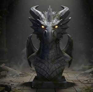 Majestic Dragon Bust 3D Model Solid STL File Fantasy Statue Ready for Printing Without Supports