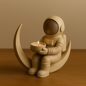 Astronaut Moon Candle Holder – 3D Printable Space Decor STL
