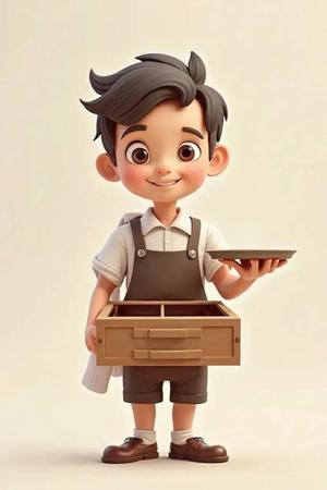 Rawi – The Café Boy with Tray and Storage Compartment | 3D Printable Mug Holder