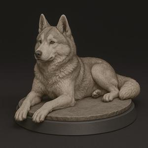 Husky Statue - 3D Printable Miniature