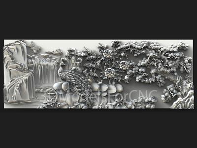 3D Model STL File for CNC Router Laser & 3D Printer Peacocks Landscape