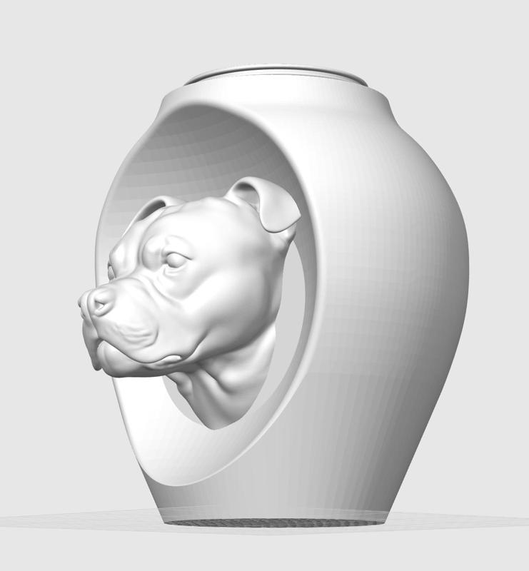 Dog urn - Staffordshire Bull Terrier - with threaded stopper