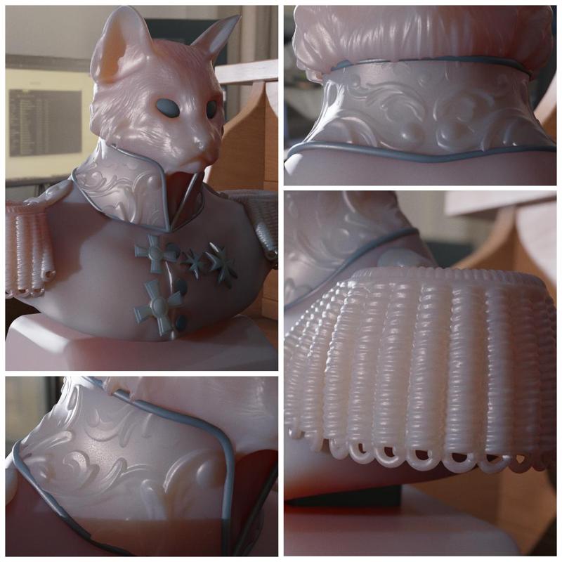Military Cat Bust - 19th Century Captain Resin Statue for 3D Printing | Napoleon Style