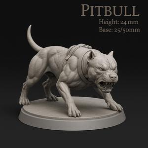Estátua de ataque de pitbull - Miniatura para impressão 3D