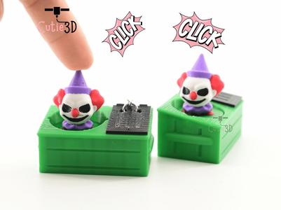 Cutie3D Spooky Dumpster Clown Keycap Fidget Clicker Keychain - Cute Backpack Keychain