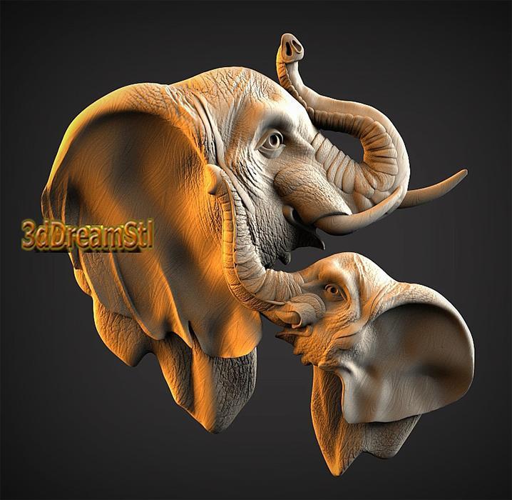 Elephants STL model, CNC router engraver, artcam, Aspire, cnc files, wood, art, wall decor, CNC