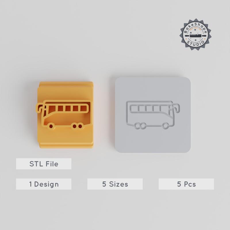 Transport Coach Stamp Tile Set, 5 Motif Sizes, Perfect for Clay, Cookies & Fondant PRODUCT_3307