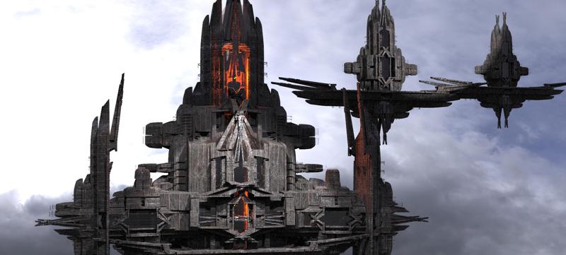 Cyberpunk Dark Floating City Kitbash