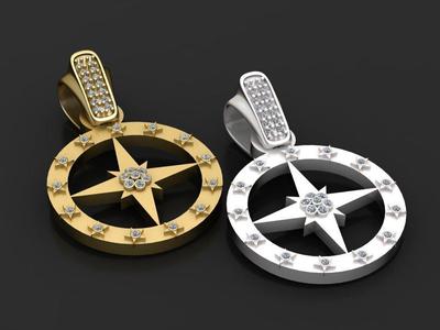 star circle charm necklace pendant  3D printable model