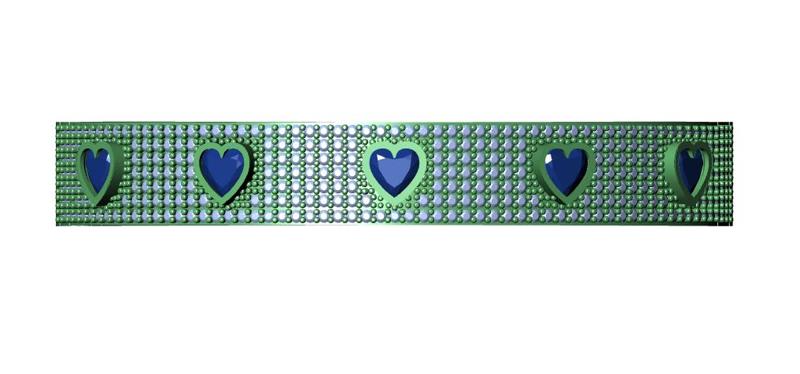 💍 Heartstone Bangle – 3DM Model for Jewelry Design (Rhino)