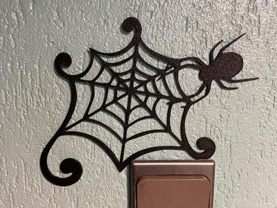 Halloween decor groovy spider in web wall art