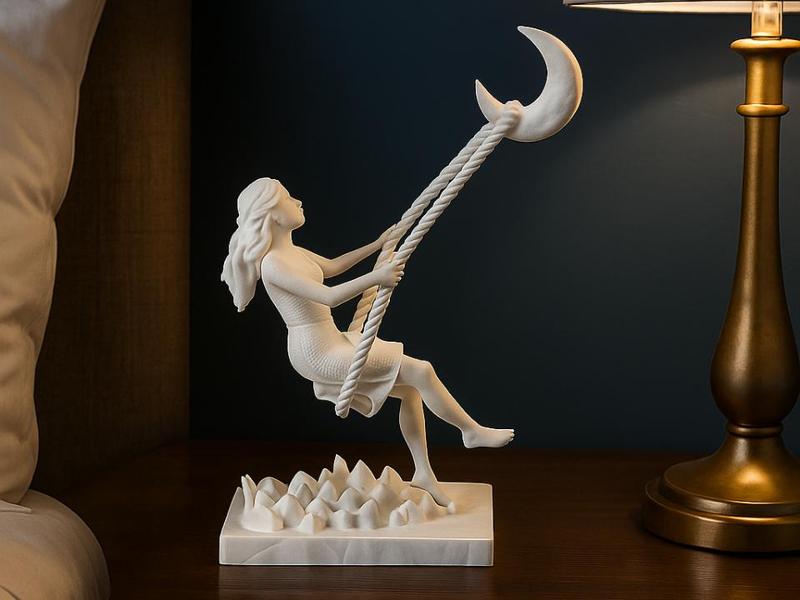 Swing to the Moon Sculpture – Dreamy Art Piece