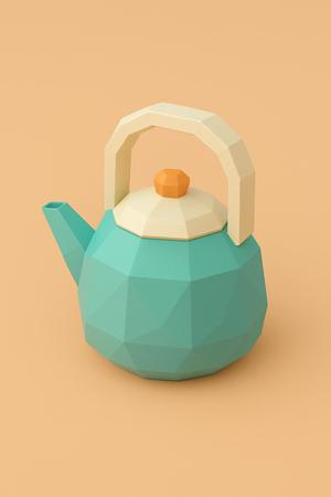 Low poly toy kettle