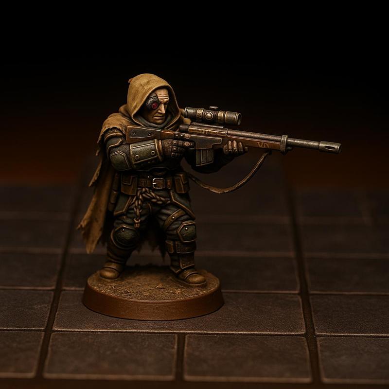 Jackal Alphus – Genestealer Cults Sniper Leader War-Hammer Miniature Boss (28mm Scale, ~75mm Figure)