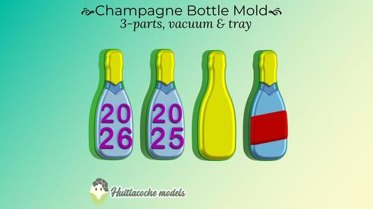 champagne bottle mold: 3-parts mold, tray and vacuum