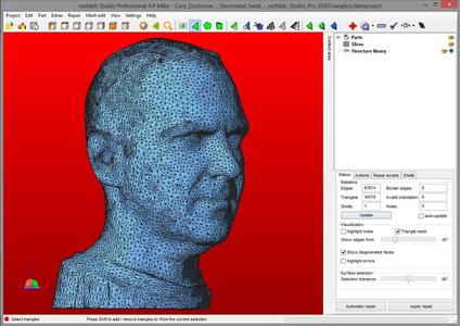 Cory Doctorow's decimated head for 3D printing - 45000 triangles