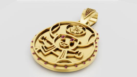 gold cartoon pendant  3D printable model