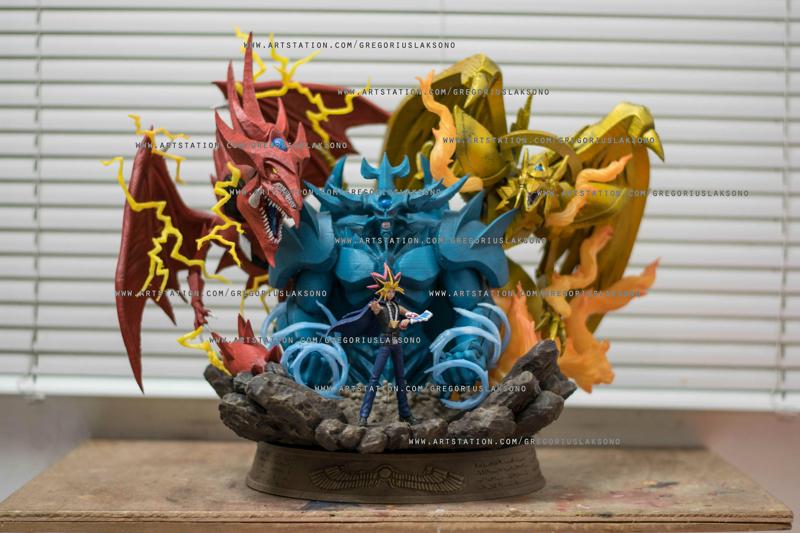 Yu-gi-oh Yugi and Egyptian Gods Fan Art Statue 3d Printable
