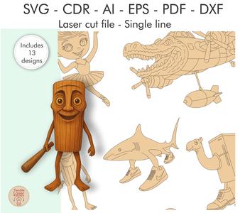 Italian Brainrot Tralalero Tralala - Vectors for laser cutting