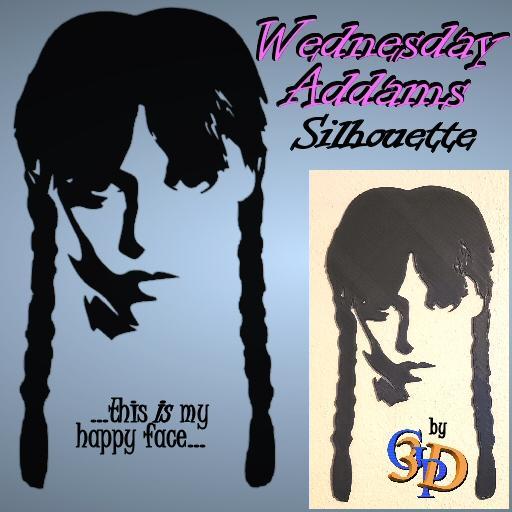 Wednesday Addams Happy Face Hanging Wall Art Silhouette Cake Stencil
