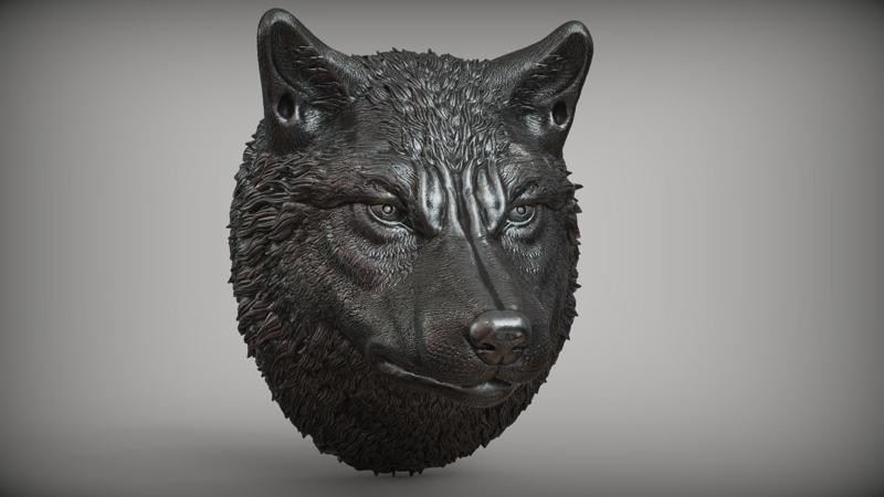 Wolf Head Sculpture 3D Model