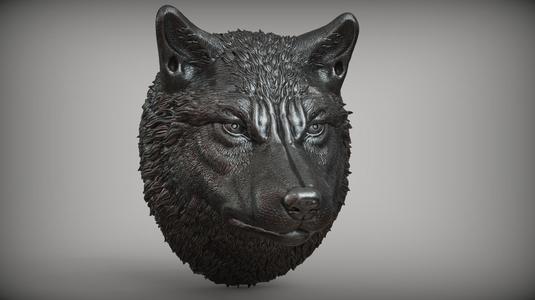 Wolf Head Sculpture 3D Model
