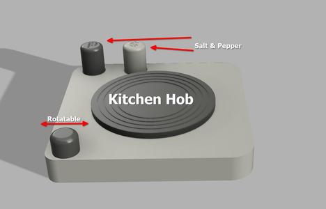 Children's hob with salt and pepper